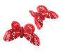 7cm Glitter Butterflies - Red (12pcs per pk, on a 20cm Wire)