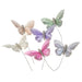 7cm Pastel Sparkle Feather Butterflies - Peach, Green, Grey, Lilac, White & Pink (12pcs per pk on a 20cm wire)