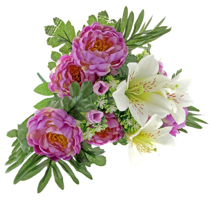 Peony and Lily Bunch - Purple & Cream (18 Heads)