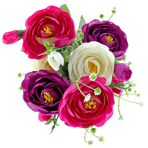 Mini Ranunculus Bush - Purple, Pink & Cream (7Heads)