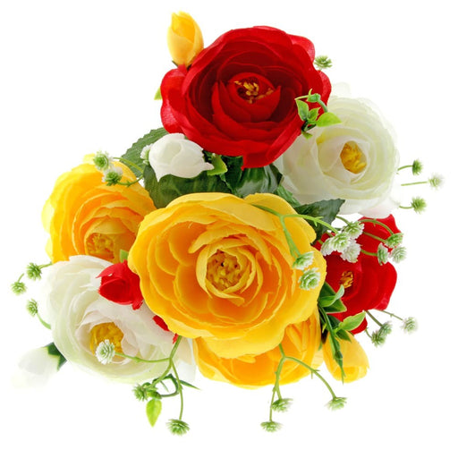 Mini Ranunculus Bush - Red, Yellow & Cream (7Heads)