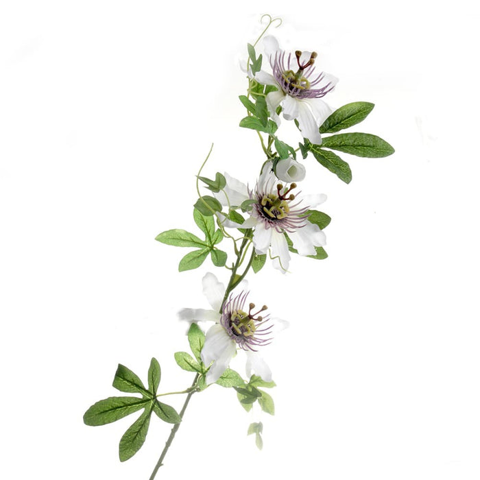 Passion Flower Spray - White/Purple (75cm long)