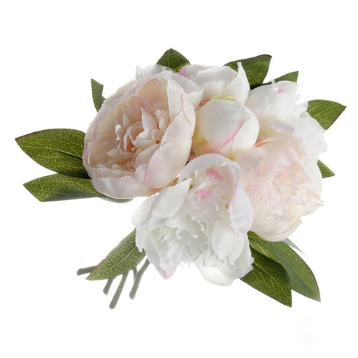 Peony Posy - Cream/Pink (30cm long, 6 heads)