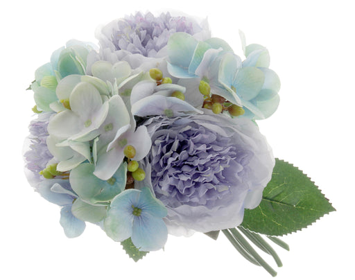 Peony & Hydrangea Bush - Blue Mix (28cm long)