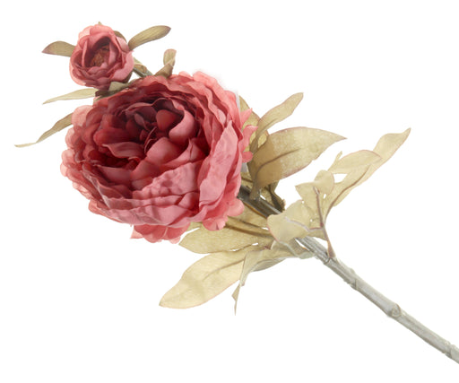 Peony - Dusty Rose (1 flower & 1 bud, 64cm long)