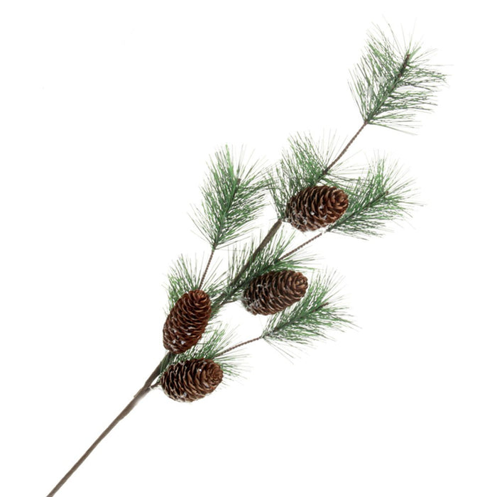 Spruce Spray with Pine Cones - Green & Brown (68cm long)