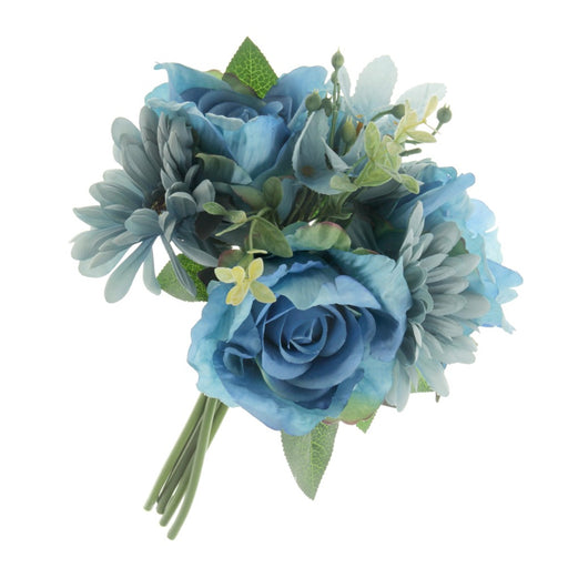 Rose and Gerbera Bundle - Blue (30cm long)