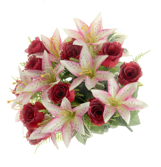 Rose & Lily Bouquet Red/Pink Mix (24 heads)