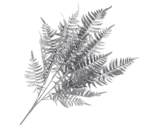 Glittered Fern Bush - Silver (60cm long)