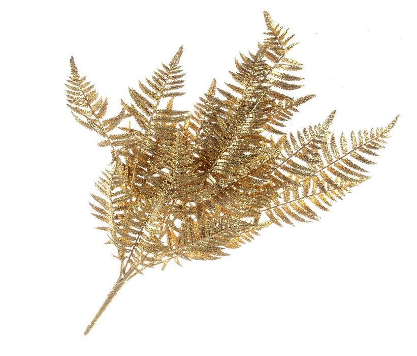 Glittered Fern Bush - Gold (60cm long)