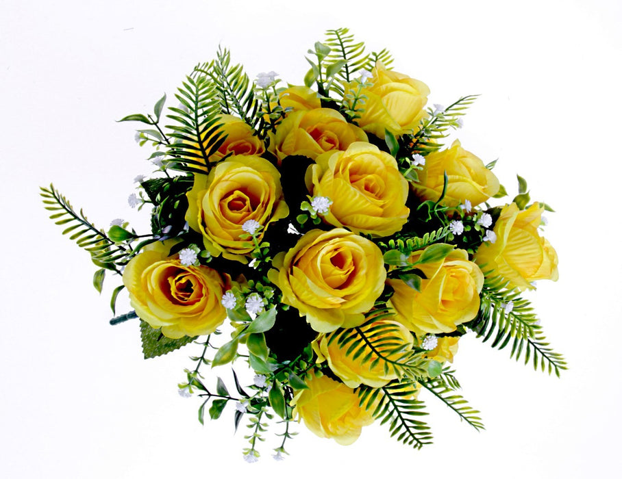 Rose Bush with Foliage - Yellow (18 heads)