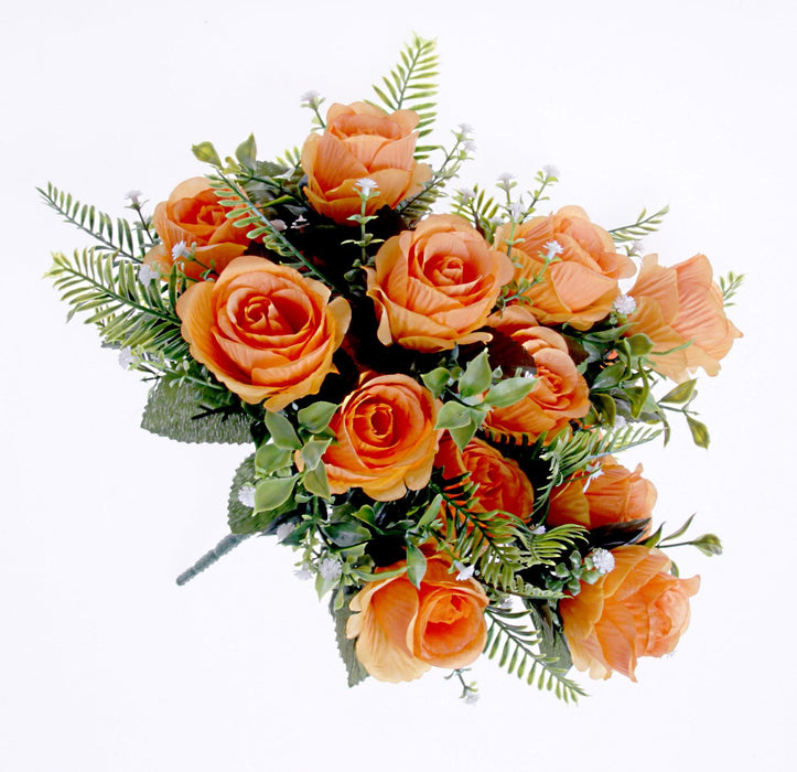 Rose Bush with Foliage - Orange (18 heads)