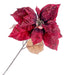 Single Glittered Poinsettia - Red (25cm diameter, 53cm long)