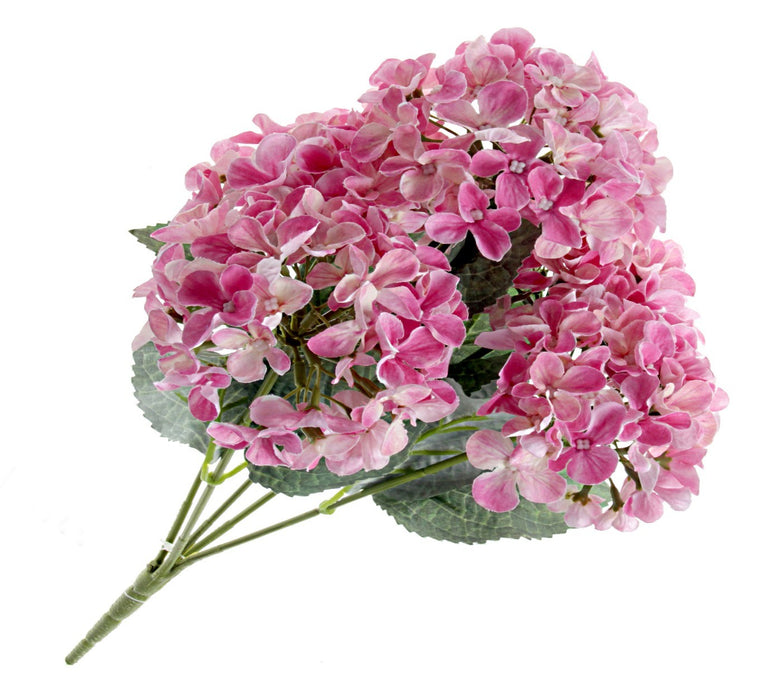 Artificial Hydrangea Bush - Pink (5 heads, 43cm long)