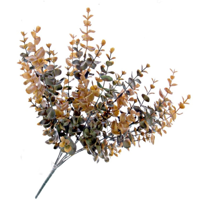 Artificial Eucalyptus Bush - Orange/Brown (7 stems, 46cm long)