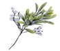 Glittered White Berry & Leaf Spray - White/Green (27cm long)