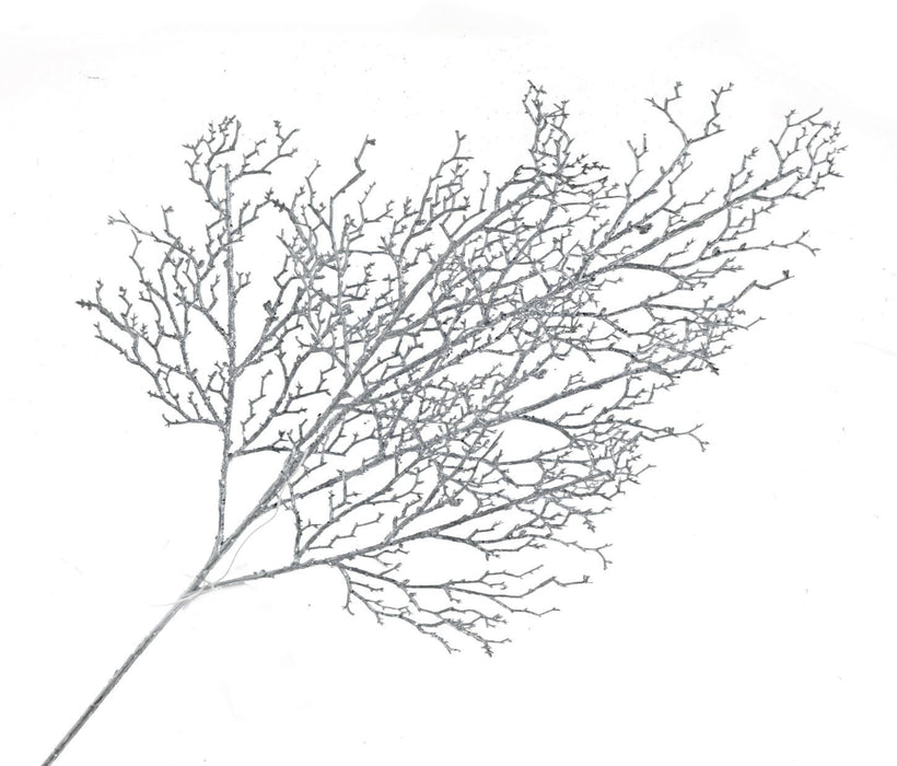 Glittered Twig Spray - Silver (70cm long)