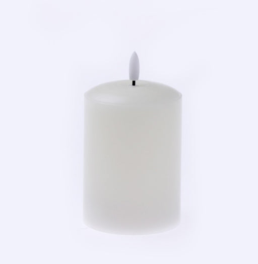 LED Wax Candle with 3D Flame - Ivory (7.5cm diameter x 10cm height)