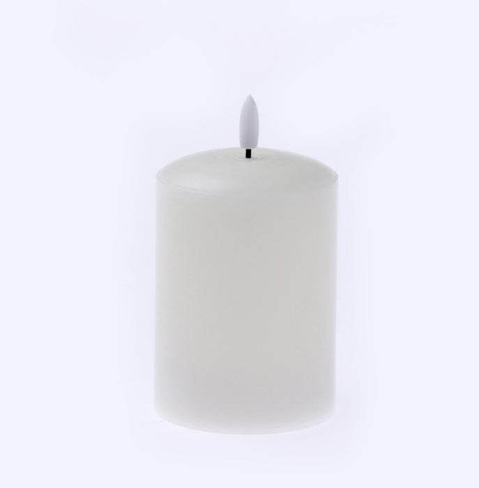 LED Wax Candle with 3D Flame - Ivory (7.5cm diameter x 12.5cm height)