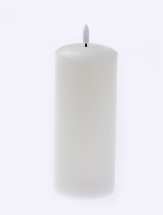 LED Wax Candle with 3D Flame - Ivory (7.5cm diameter x 15cm height)