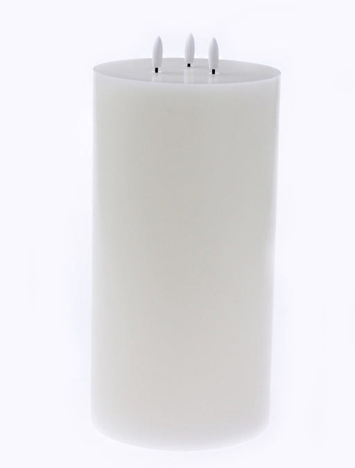 LED Wax Candle with 3D Flame - Ivory (3 wicks, 15cm diameter x 30cm height)