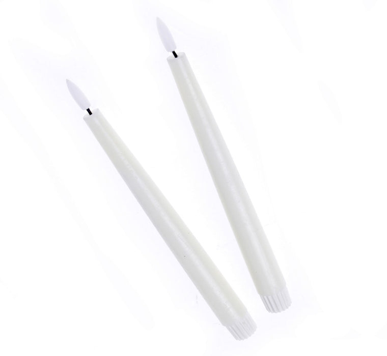 LED Wax Taper Candles with 3D Flame - Ivory (2 pcs per pk| 2cm diameter x 25cm height)